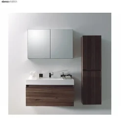 Armoire de toilette aluminium 2 portes- miroir à l'intérieur et à l'extérieur - 100x66x12cm