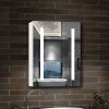 Armoire de toilette avec Miroir LED Anti-Buée, Éclairage 3 Couleurs et Prise Rasoir, Blanc, 60x70 cm, AICA Sanitaire