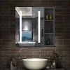 Armoire de toilette avec Miroir LED et Étagère Latérale, Anti-Buée, Éclairage 3 Couleurs + Prise, Anthracite 80x70 cm