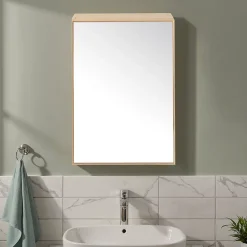 Armoire de toilette avec miroir l.50 x H.70 x P.15 cm, placage chêne, GoodHome Avela