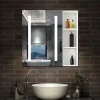 Armoire de toilette avec Miroir LED et Étagère Latérale, Anti-Buée, Éclairage 3 Couleurs + Prise, Blanc 60x70 cm