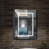 Armoire de toilette avec Miroir LED Anti-Buée, Anthracite 50x70 cm, Éclairage 3 Couleurs et Prise Rasoir, AICA Sanitaire