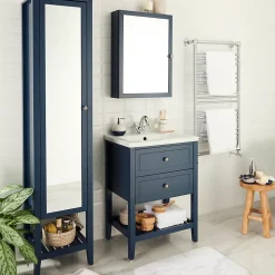 Armoire de toilette bleu mat l.50 x H.70 x P.15 cm, GoodHome Perma