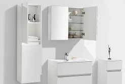 Armoire de toilette bloc-miroir SIENA largeur 80 cm blanc laque
