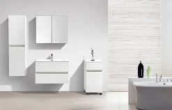 Armoire de toilette bloc-miroir SIENA largeur 80 cm blanc laque