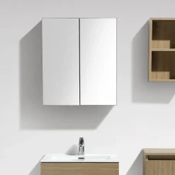 Armoire de toilette bloc-miroir SIENA largeur 60 cm chêne clair texture