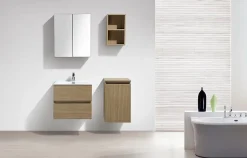 Armoire de toilette bloc-miroir SIENA largeur 60 cm chêne clair texture
