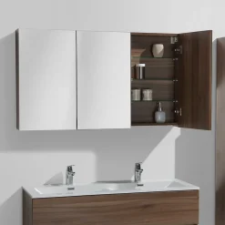 Armoire de toilette bloc-miroir SIENA largeur 120 cm noyer
