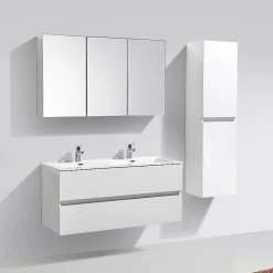 Armoire de toilette bloc-miroir SIENA largeur 120 cm blanc laque