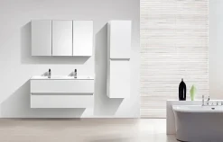 Armoire de toilette bloc-miroir SIENA largeur 120 cm blanc laque