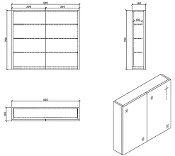 Armoire de toilette bloc-miroir SIENA largeur 80 cm noyer
