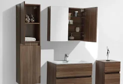 Armoire de toilette bloc-miroir SIENA largeur 80 cm noyer