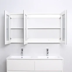 Armoire de toilette bloc-miroir FORTINA largeur 120 cm blanc
