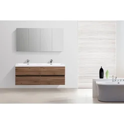 Armoire de toilette bloc-miroir SIENA largeur 144 cm noyer