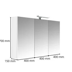 Armoire de toilette éclairante 3 portes 120 cm blanche Juno 2