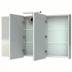 Armoire de toilette éclairante 3 portes 120 cm blanche Juno 2