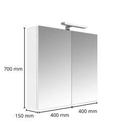 Armoire de toilette éclairante 2 portes 80 cm blanche Juno 2