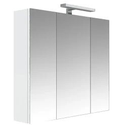Armoire de toilette éclairante 3 portes 80 cm blanche Juno 2