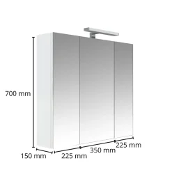 Armoire de toilette éclairante 3 portes 80 cm blanche Juno 2