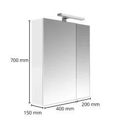 Armoire de toilette éclairante 2 portes 60 cm blanche Juno 2