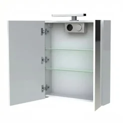 Armoire de toilette éclairante 2 portes 60 cm blanche Juno 2