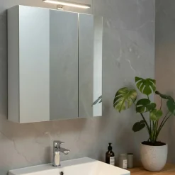 Armoire de toilette éclairante 2 portes 60 cm blanche Juno 2
