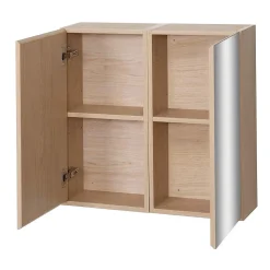 Armoire de toilette 60cm double porte WILL décor chêne porte + miroir