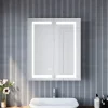 Armoire de toilette en Acier Inoxydable SIRHONA Miroir double 60x70 cm Interrupteur tactile LED + Prise rasoir + Grand rangement