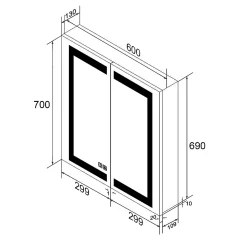 Armoire de toilette en Acier Inoxydable SIRHONA Miroir double 60x70 cm Interrupteur tactile LED + Prise rasoir + Grand rangement