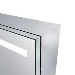 Armoire de toilette en Acier Inoxydable SIRHONA Miroir double 90x65 cm Interrupteur tactile LED + Prise rasoir + Grand rangement