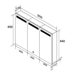 Armoire de toilette en Acier Inoxydable SIRHONA Miroir double 90x65 cm Interrupteur tactile LED + Prise rasoir + Grand rangement