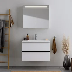 Armoire de toilette en aluminium 2 portes miroir avec éclairage LED pour salle de bain et toilette - 70x100x15cm - DURAPOINT