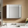 Armoire de toilette en Aluminium SIRHONA Miroir multi-surfaces 65x60 cm Interrupteur tactile LED + Anti-buée + Prise rasoir