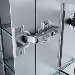 Armoire de toilette en Aluminium SIRHONA Miroir multi-surfaces 65x60 cm Interrupteur tactile LED + Anti-buée + Prise rasoir