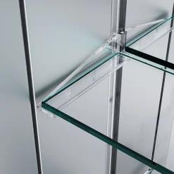 Armoire de toilette en Aluminium SIRHONA Miroir multi-surfaces 65x65 cm Interrupteur tactile LED + Anti-buée + Prise rasoir