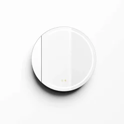 Armoire de toilette LED aluminium MANILLONS 1p miroir diamètre 80 cm P. 14 cm - Nox