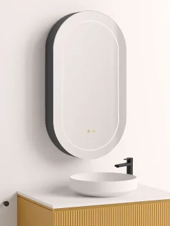 Armoire de toilette LED aluminium MANILLONS 1p miroir l. 50 cm H. 90 cm P. 14 cm - Mint