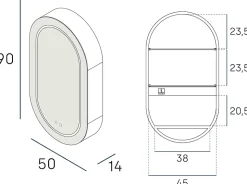Armoire de toilette LED aluminium MANILLONS 1p miroir l. 50 cm H. 90 cm P. 14 cm - Mint