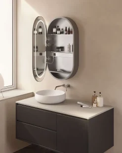Armoire de toilette LED aluminium MANILLONS 1p miroir l. 50 cm H. 90 cm P. 14 cm - Mint