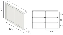 Armoire de toilette LED aluminium MANILLONS 2p miroir l. 100 cm H. 70 cm P. 14 cm - Gan