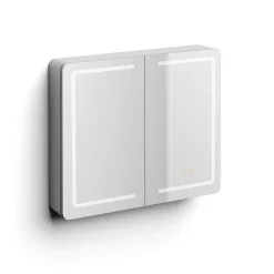 Armoire de toilette LED aluminium MANILLONS 2p miroir l. 80 cm H. 70 cm P. 14 cm - Gan
