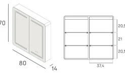 Armoire de toilette LED aluminium MANILLONS 2p miroir l. 80 cm H. 70 cm P. 14 cm - Gan