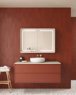 Armoire de toilette LED aluminium MANILLONS 2p miroir l. 120 cm H. 70 cm P. 14 cm - Gan