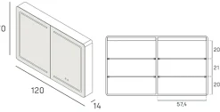 Armoire de toilette LED aluminium MANILLONS 2p miroir l. 120 cm H. 70 cm P. 14 cm - Gan