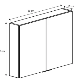 Armoire de toilette miroir l.80 x H.60 x P.15 cm, GoodHome Imandra