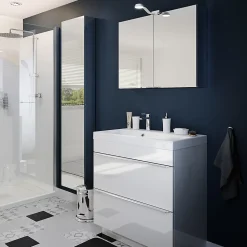 Armoire de toilette miroir l.80 x H.60 x P.15 cm, GoodHome Imandra
