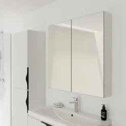 Armoire de toilette miroir 80 cm blanc brillant Malta
