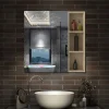 Armoire de Toilette Mural avec Miroir Niches Intégrées et Rangement Fermé - Moderne,Chêne, 70x70 cm, AICA Sanitaire