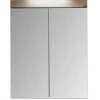 Armoire de toilette murale mélaminé avec bandeau lumineux blanc/chêne - 2 portes miroir. L - H - P : 60 - 77 - 17 cm