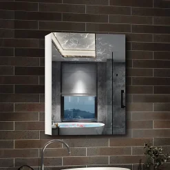 Armoire de Toilette Mural avec Miroir et Rangement - Moderne, Blanc, 40x70 cm, AICA Sanitaire